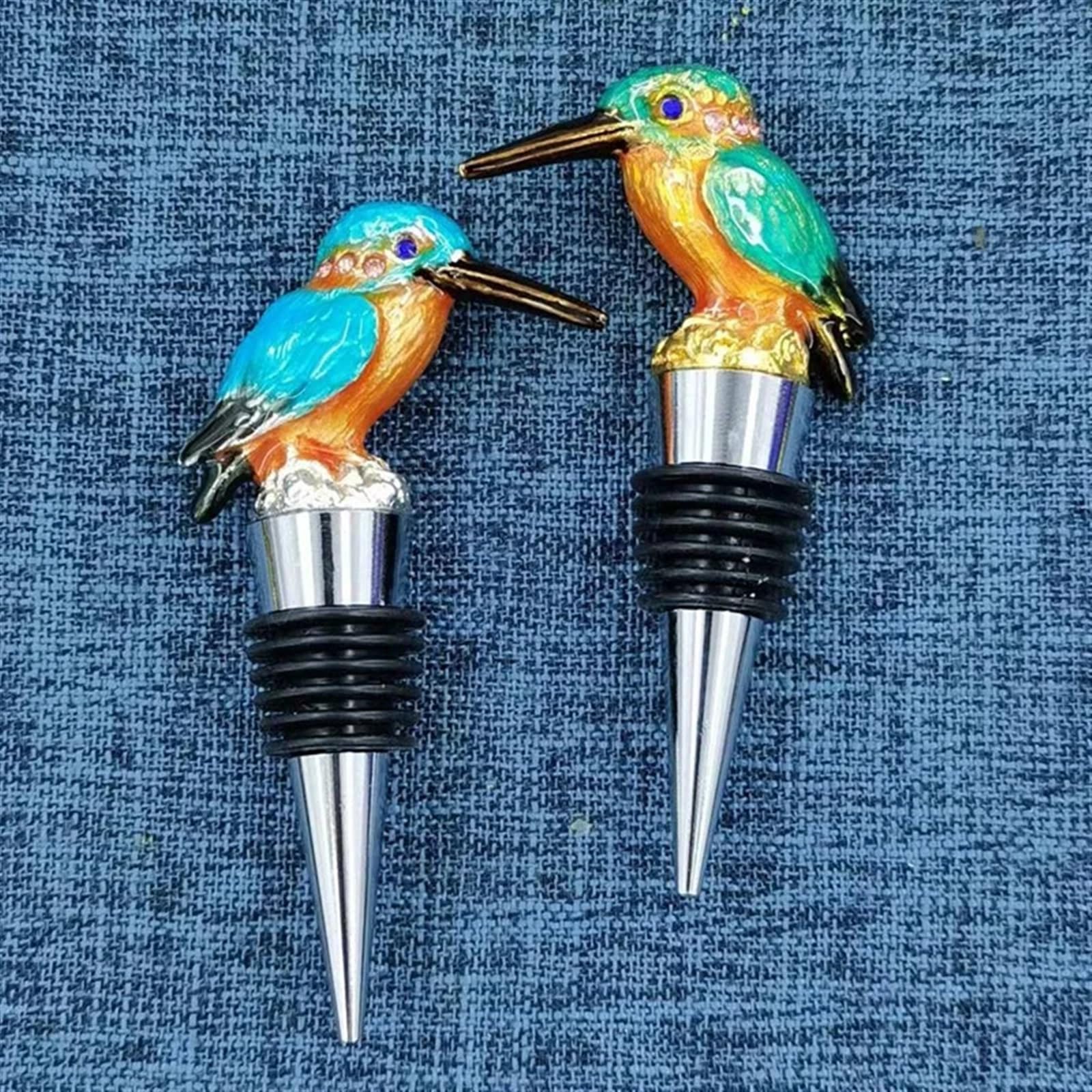 Bouchon de vin, bouchon de bouteille de vin en métal d'oiseau or argent boisson de champagne for cadeau de fête de mariage accessoires de bar à la maison (Color : Silver Magpie)(Golden Magpie)