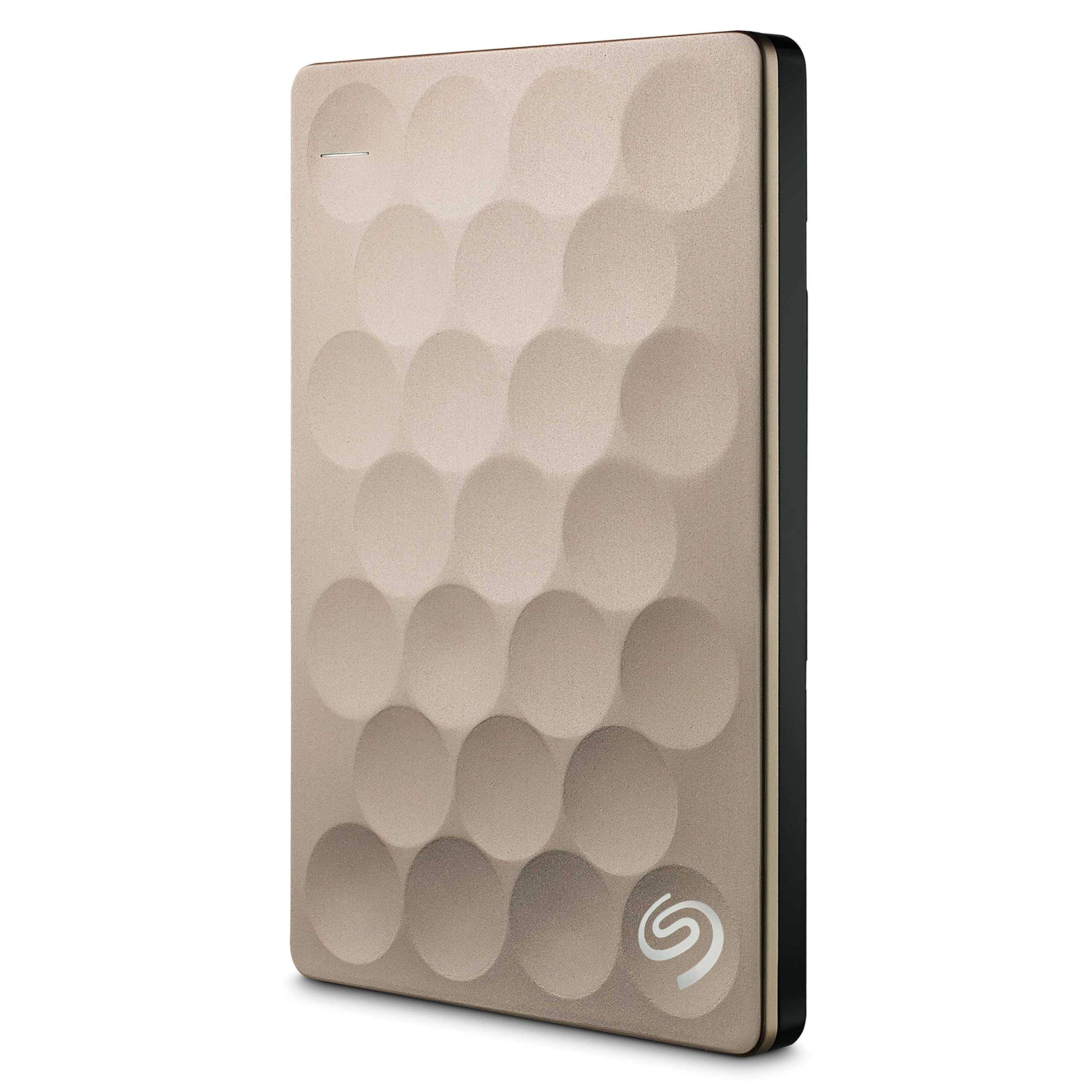 Seagate STEH2000201 Backup Plus Ultra Silm 2 TB External Hard Drive Portable HDD, Dorado, USB 3.0 for PC Laptop and Mac, 2 Months Adobe CC Photography (Reacondicionado)