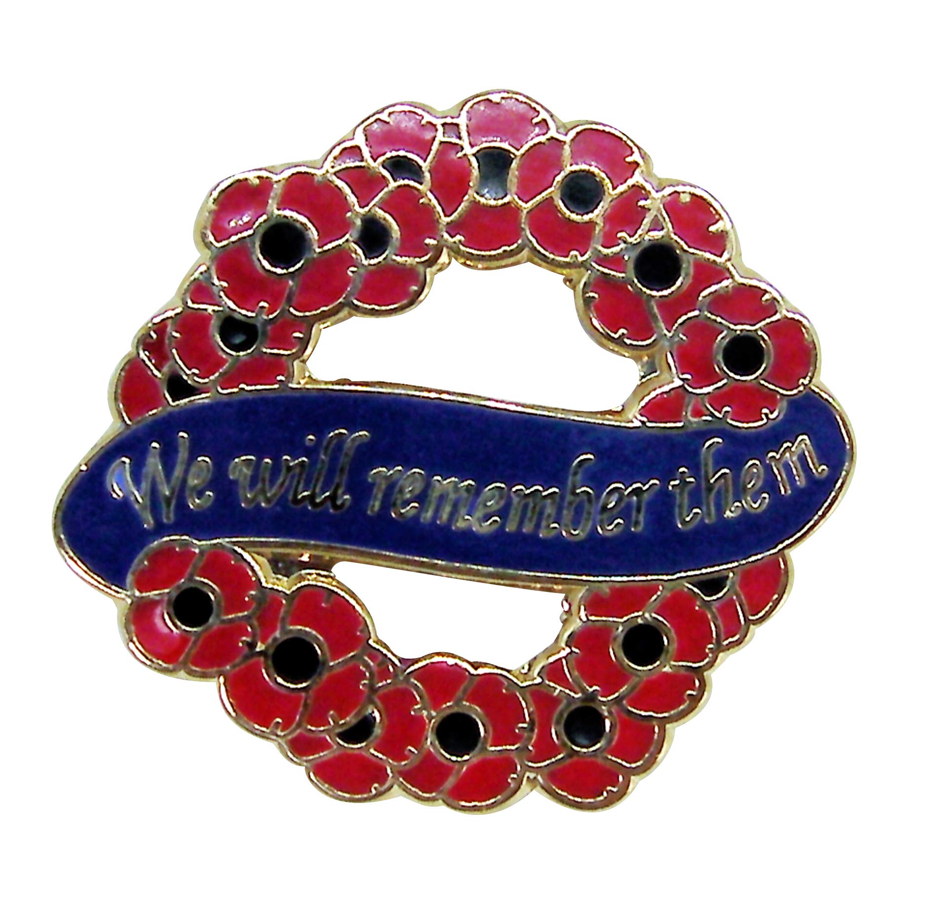 Senlak Women's Gold Poppies And Wreath Brooch Lapel Badge - Remembrance Day, Uk Seller
