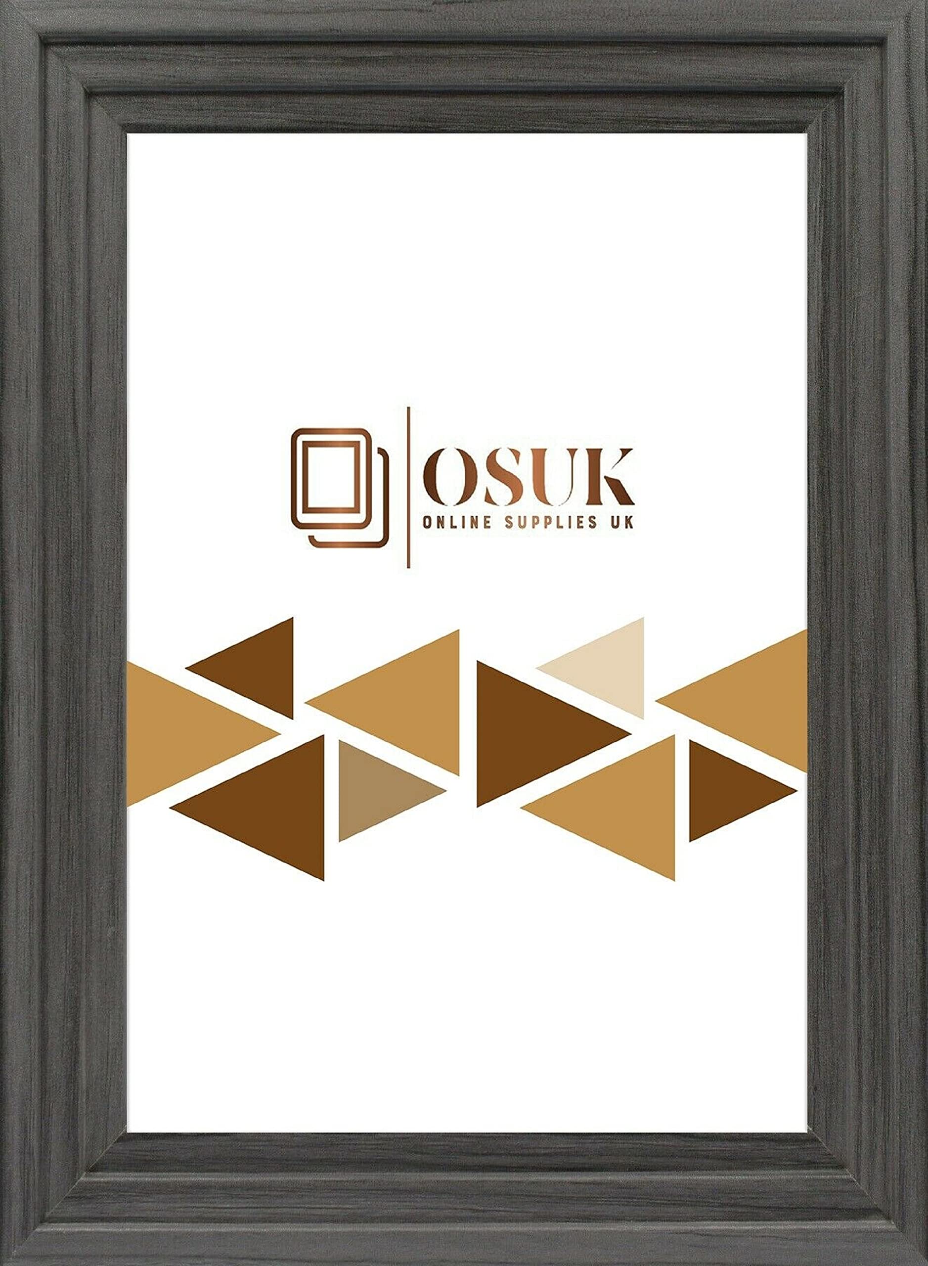 Frameeazy Grey Osuk 16X12inch Step Style Photo Picture Frame Poster Frames - Maxi Photo Frame - Premium Quality Frame With Clear Perspex Sheet & Wall Mounted Hook