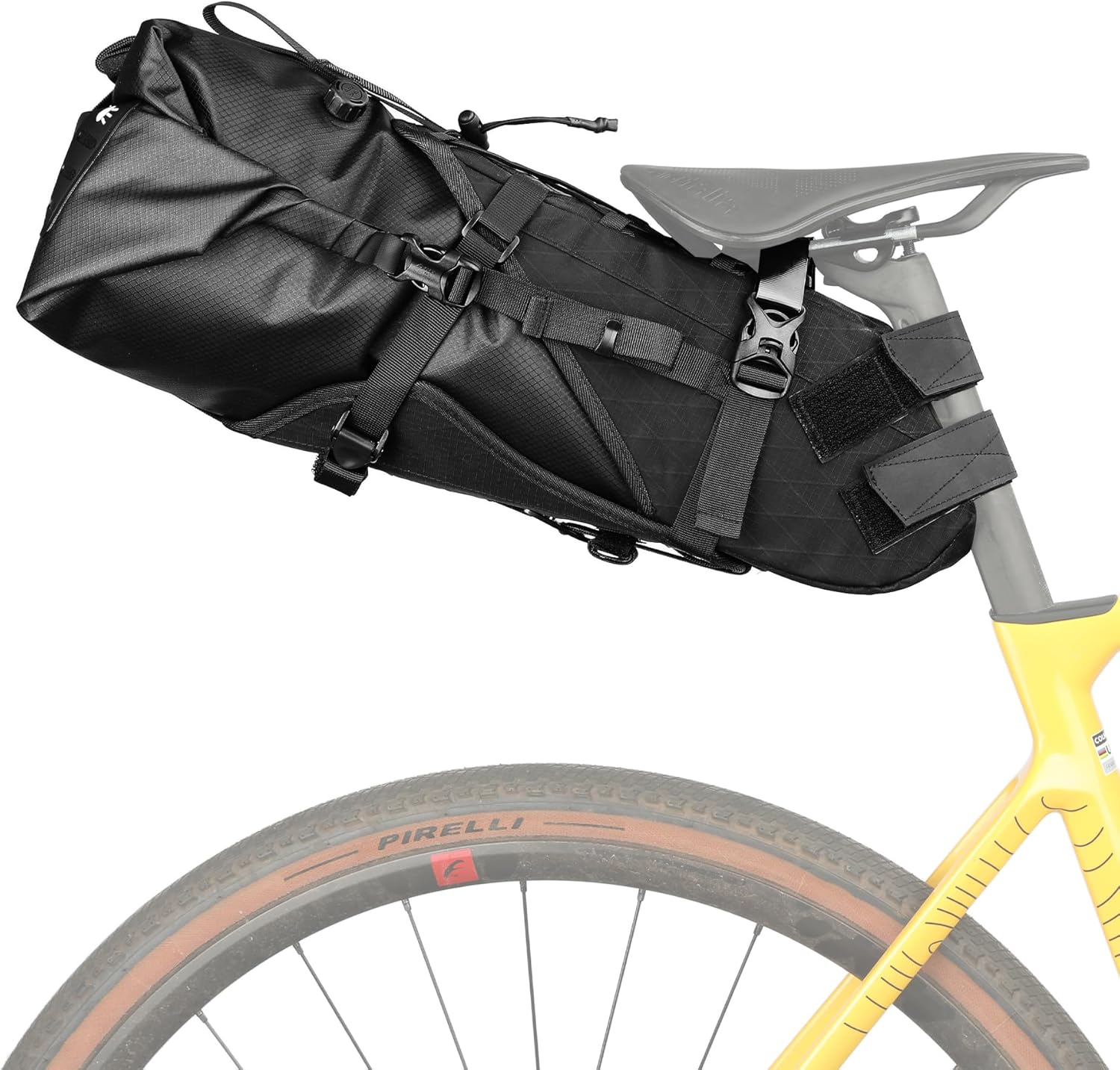 Rhinowalk Bike Saddle Bag Bicycle Saddle Pannier 14L Waterproof Storage Pouch Rear Rack Luggage Carrier Quick-Fit with Hardshell Frame & Interior (Black)
