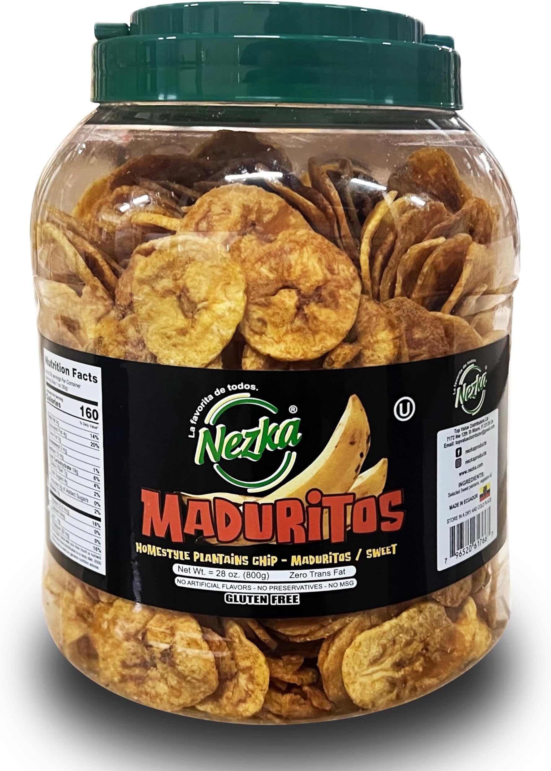 Sweet Plantain Chips - Delicious Crunchy Snacks and Side Dish - Jar of 28 oz
