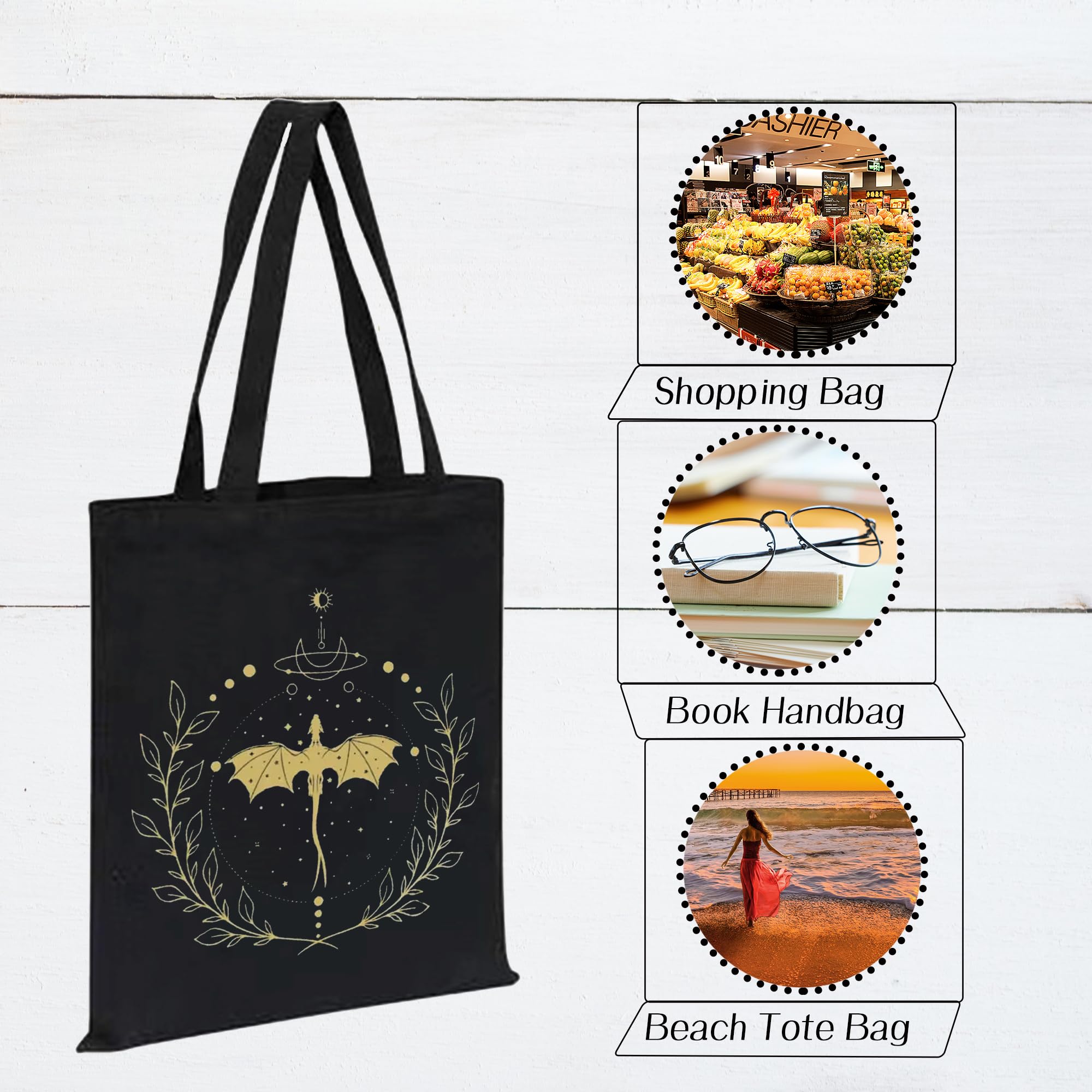 AKTAP Fourth Wing Merch Gift - Empyrean Series Book Sleeve, Dragon Rider Regalo per Bookish Worm Pouch, Borsa Tote, 21 cm x 16.5 cm x 1 cm, Tela & Beach Tote Bag