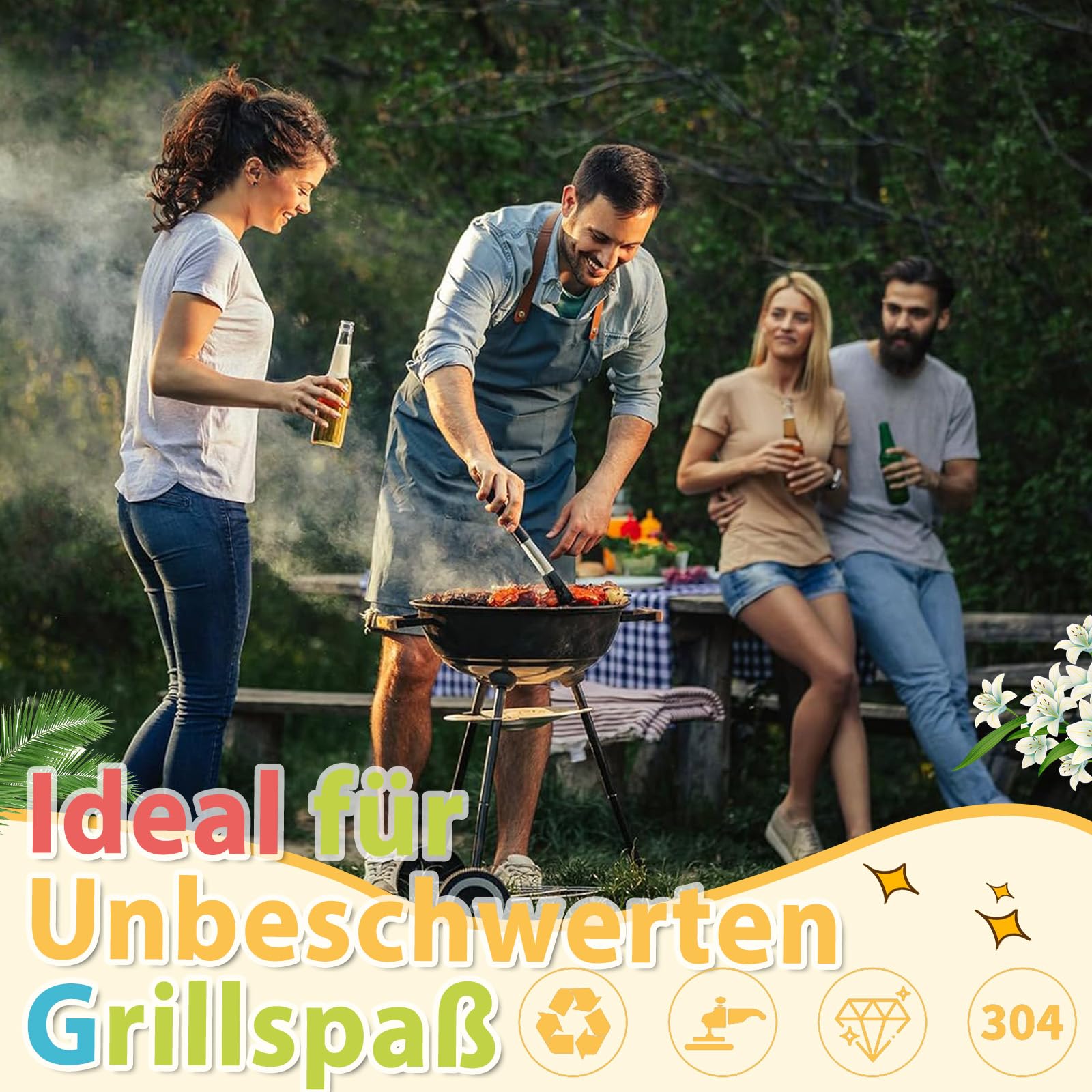 Grillmatte Set – 5 Antihaft-Teflon-Grillmatten, 42x36 Cm, Hitzebeständig Bis 260°C, Wiederverwendbar, Für Gas-, Holz-, Elektrogrill & Airfryer