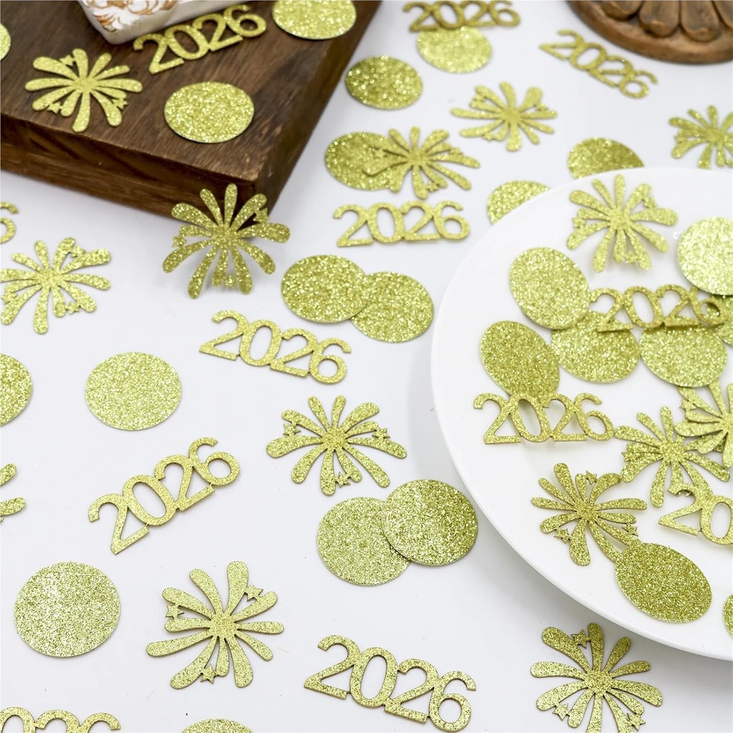 Table Confetti 600 Pcs Glitter Gold 2026 New Year Confetti - Years Eve Party Decorations, Table Sprinkle For Celebration