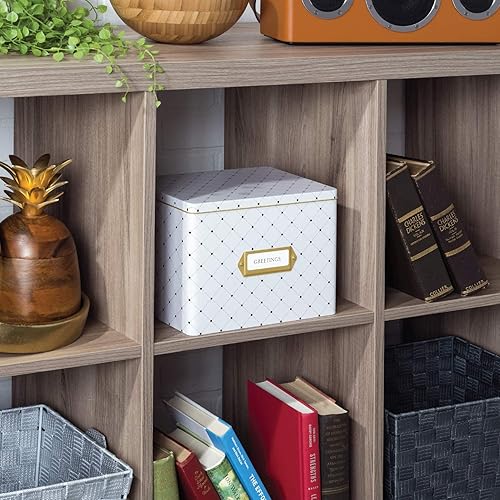 Vista 26 de Jot & Mark Juego de caja organizadora de tarjetas de felicitación, caja de lata decorativa para recetas, separadores de pestañas, tarjetas de Meadow