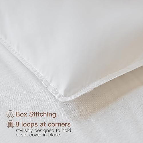 Miniatura 8 de Edredón de plumas de ganso alternativo, edredón acolchado blanco tamaño queen, edredón para todas las estaciones con pestañas en las esquinas,