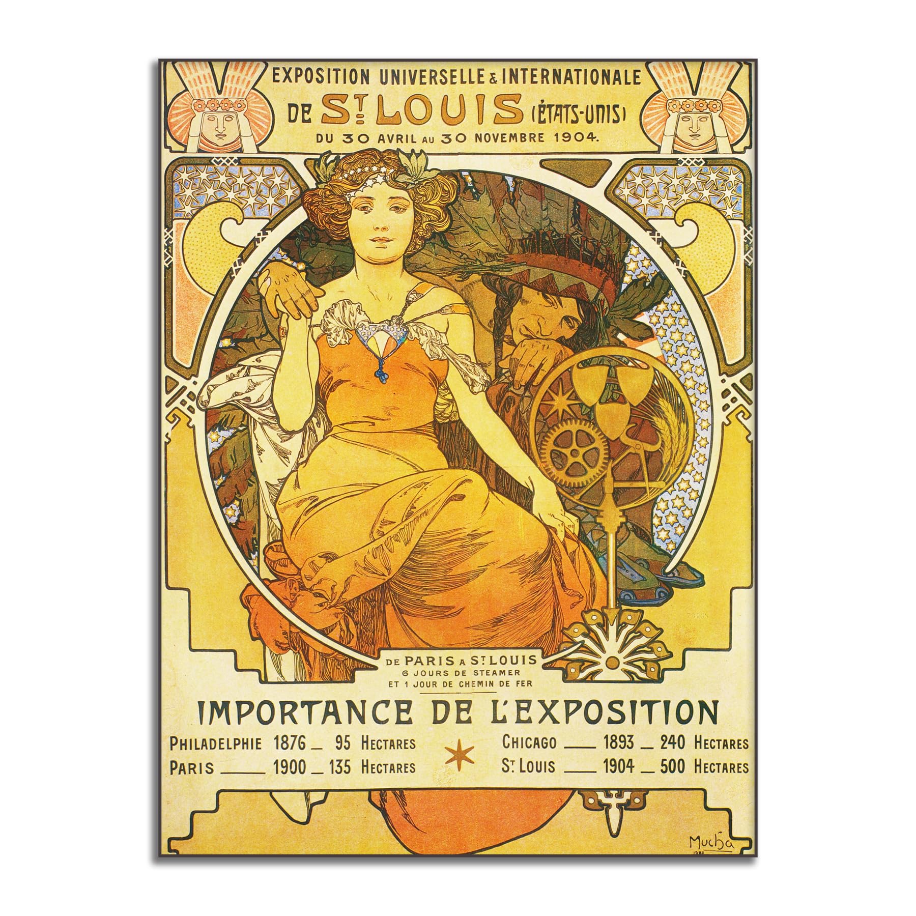 OKRA Alphonse Mucha 1904 St. Louis World'S Fair Poster Master Painting Print Vintage Advertising Poster Art Nouveau Oil Painting Room Aesthetic Wall Decor Unframed（12x16in/30x40cm）