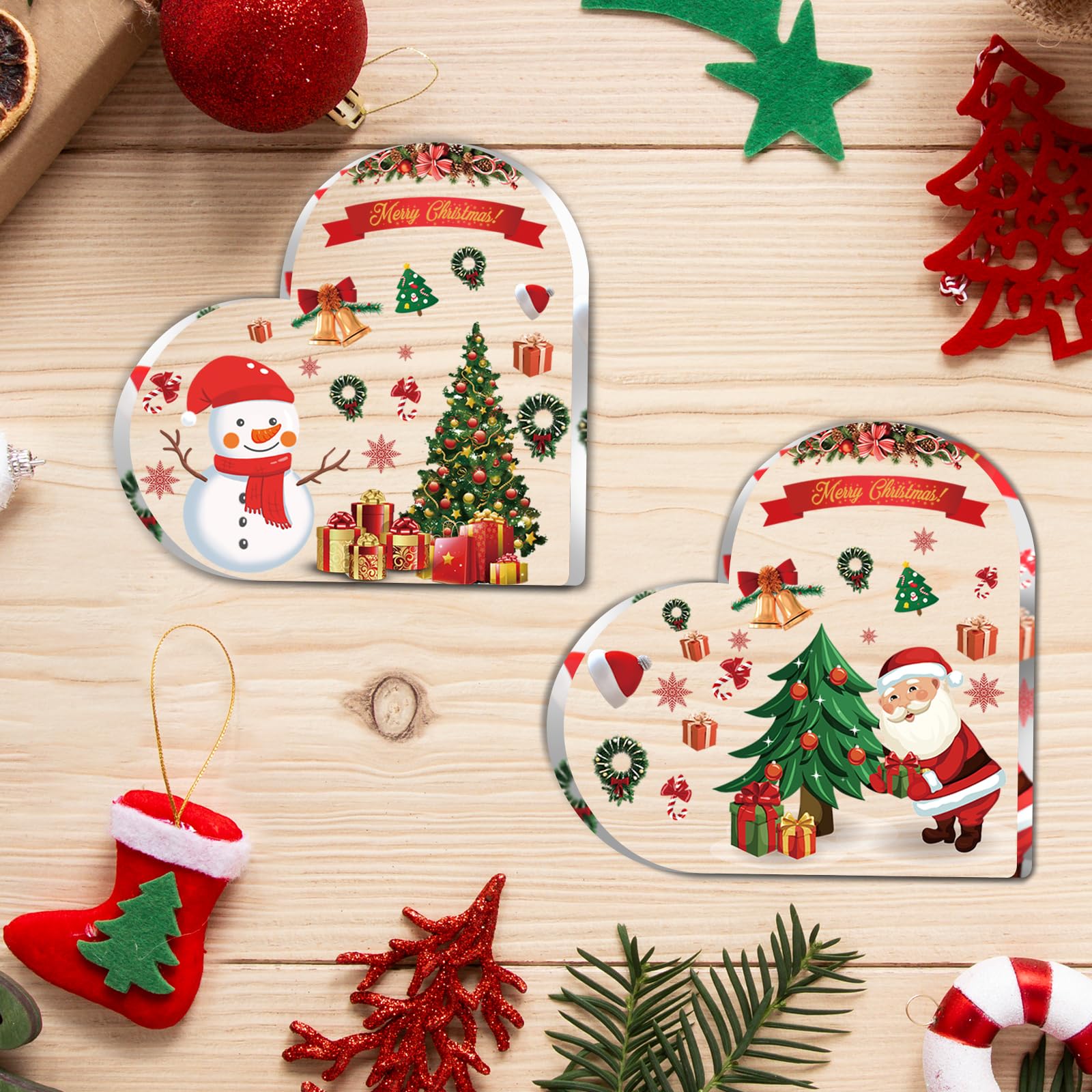 Festive Acrylic Heart Decor - Christmas Table & Home Decorations With Holiday Motifs