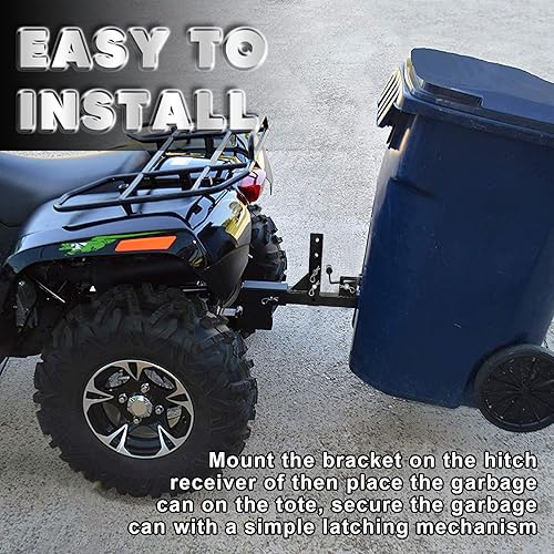 Miniatura 4 de Enganche de transporte de basura ajustable con adaptador, transportador de cubo de basura con receptor de enganche de 2 pulgadas, se adapta a la