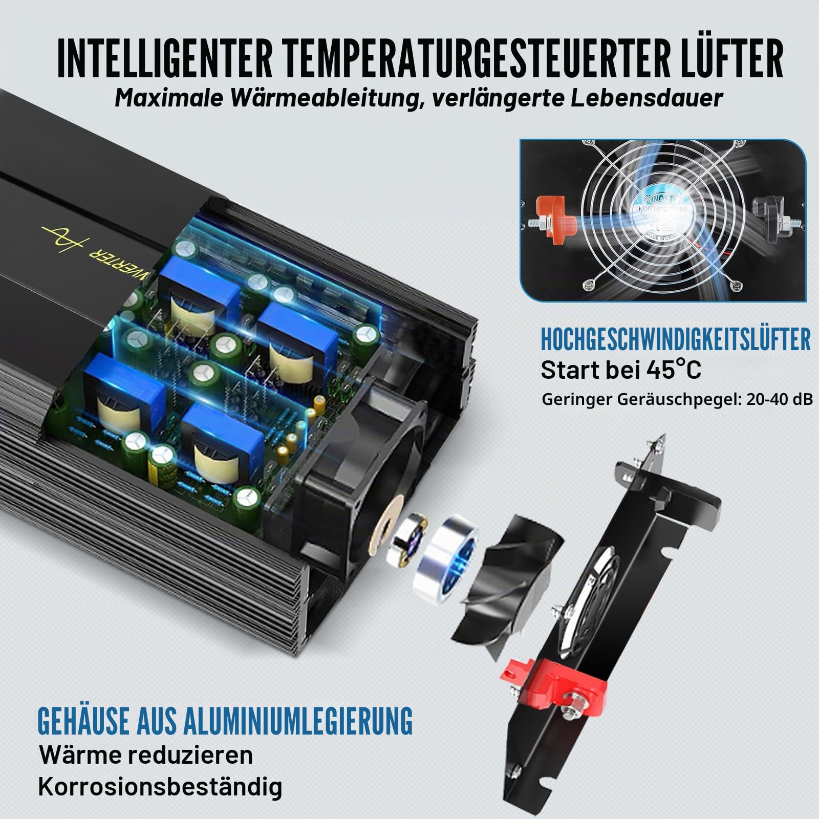 VEVOR Wechselrichter Reiner Sinuswelle 3 kW DC 24 V auf AC 230 V Spannungswandler mit USB-Anschluss LCD-Display Fernbedienung und EU-Steckdosen für Wohnmobil LKW Auto Solaranlage Reisen Camping