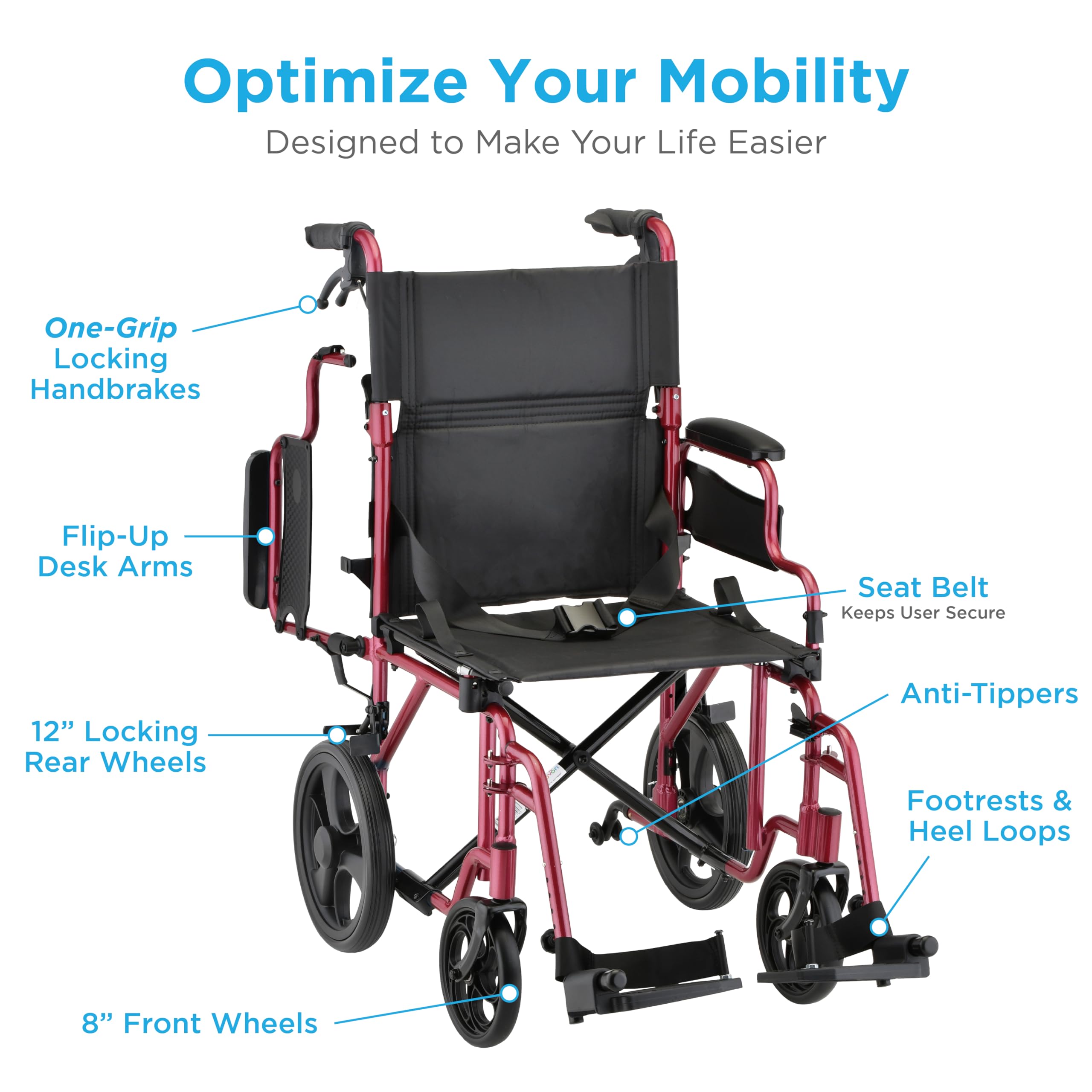 NOVA Folding Transport Chair - Lightweight & Portable -6 NOVA Folding Transport Chair - Lightweight & Portable -6