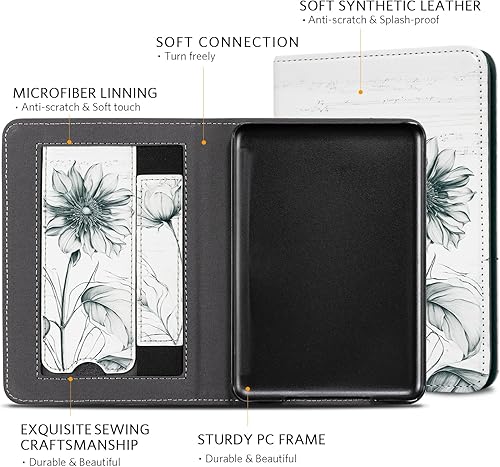 Miniatura 6 de CoBak Funda con soporte para Kindle de 6 pulgadas (2024 y 2022, 11 generación) - Funda inteligente de piel sintética con apagado automáticoencendido