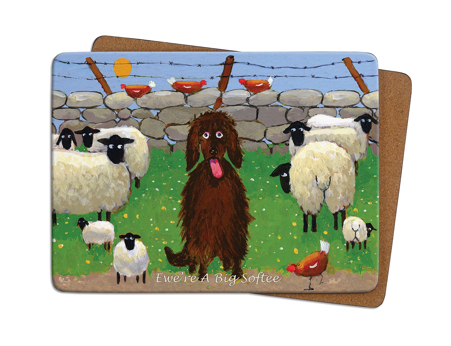 Thomas Joseph Ewer a Big Softee Table Mat - Sheep Gift Placemat with Cork Backing, 290mm x 215mm, 1 Piece