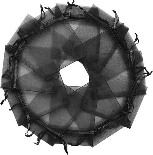 Miniatura 2 de MOTYAWN 100 bolsas de regalo de organza de 2 x 3 pulgadas, bolsas de regalo con cordón transparente negro, bolsas de joyería, bolsas de regalo de