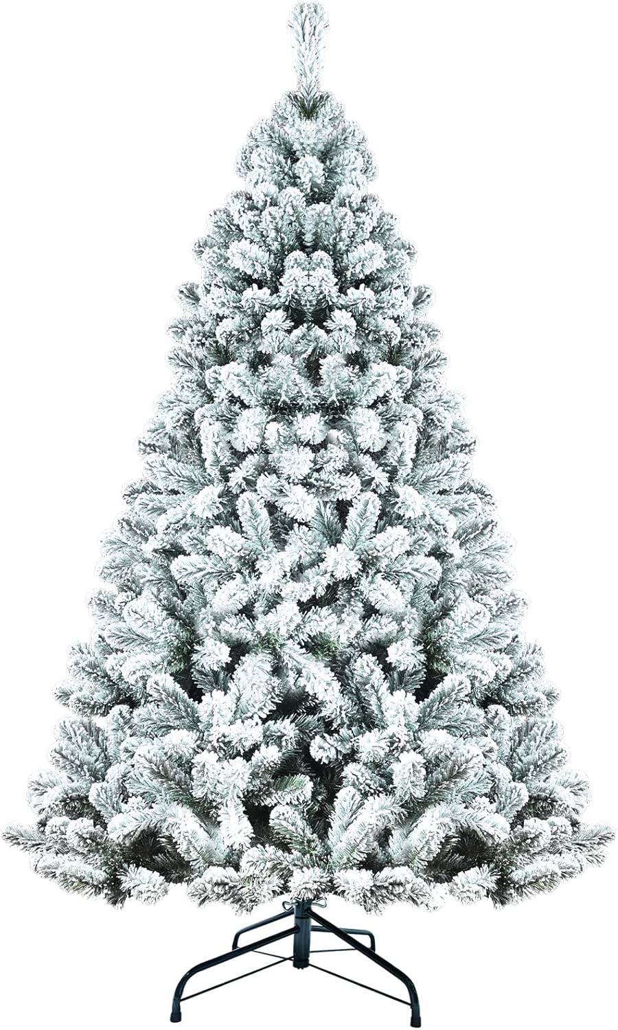 Kadunmina 4ft Snow Flocked Artificial Christmas Tree Unlit Snowy Pine Tree for Home Office Holiday Indoor Outdoor Decoration Flocked Spruce Full Tree with 328 Branch Tips, Metal Hinges & Base 4ft Flocked
