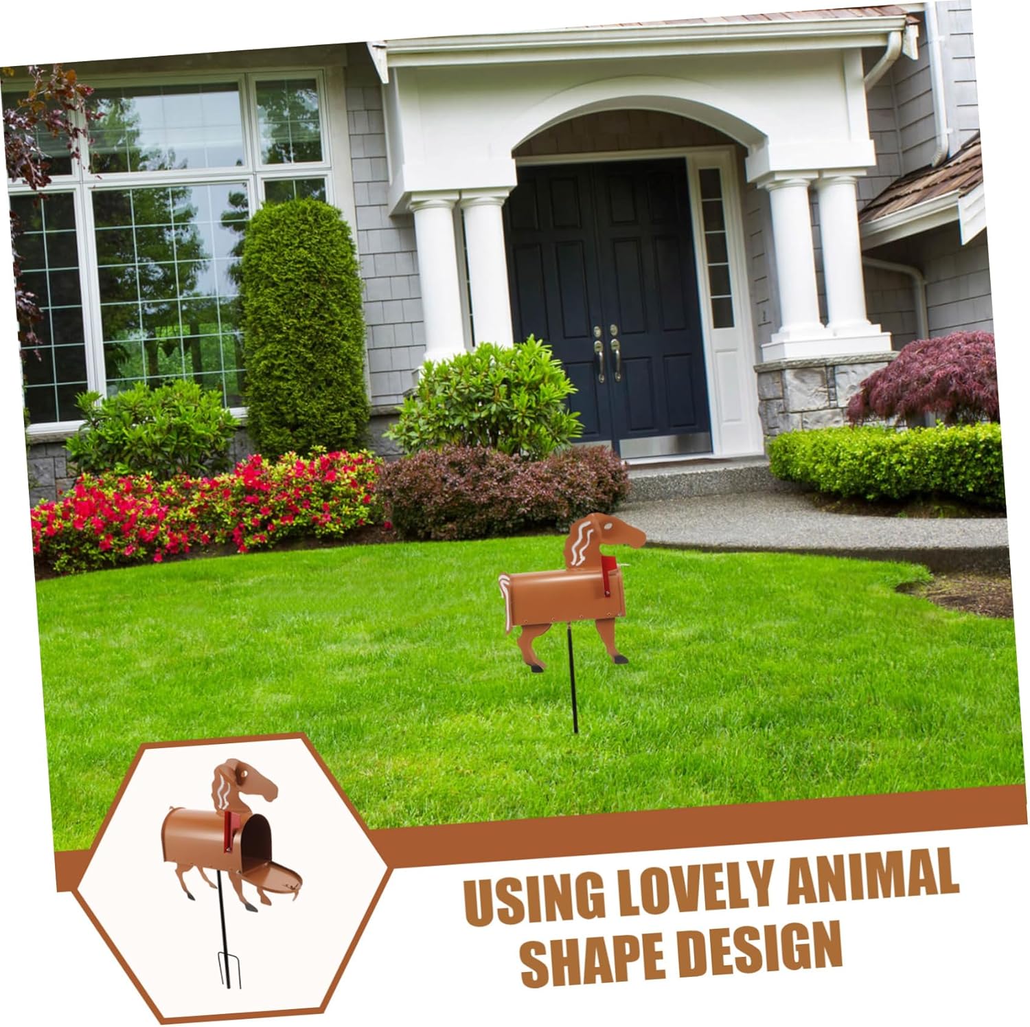 Horse Shaped Iron Mailbox for Garden Decor Unique Farmhouse Letter Box Easy to Install Adorable Horse Design for Homes Offices and Institutions