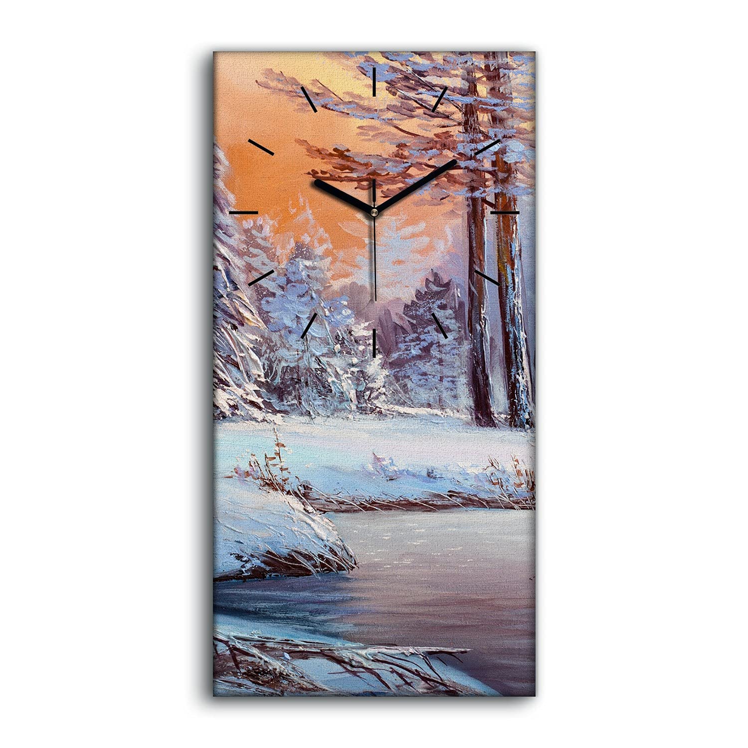 Horloge sur toile silencieuse sans tic-tac décoration murale forêt 30x60cm