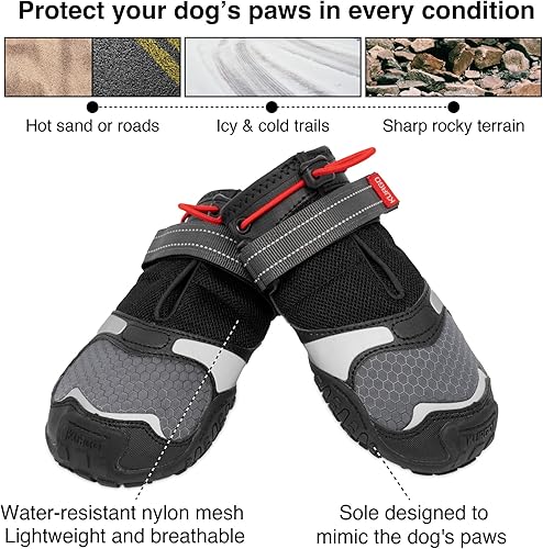 Miniatura 2 de Kurgo Blaze Cross - Botas de invierno para perros, protectores de patas para todas las estaciones, para pavimento caliente y nieve, resistentes al