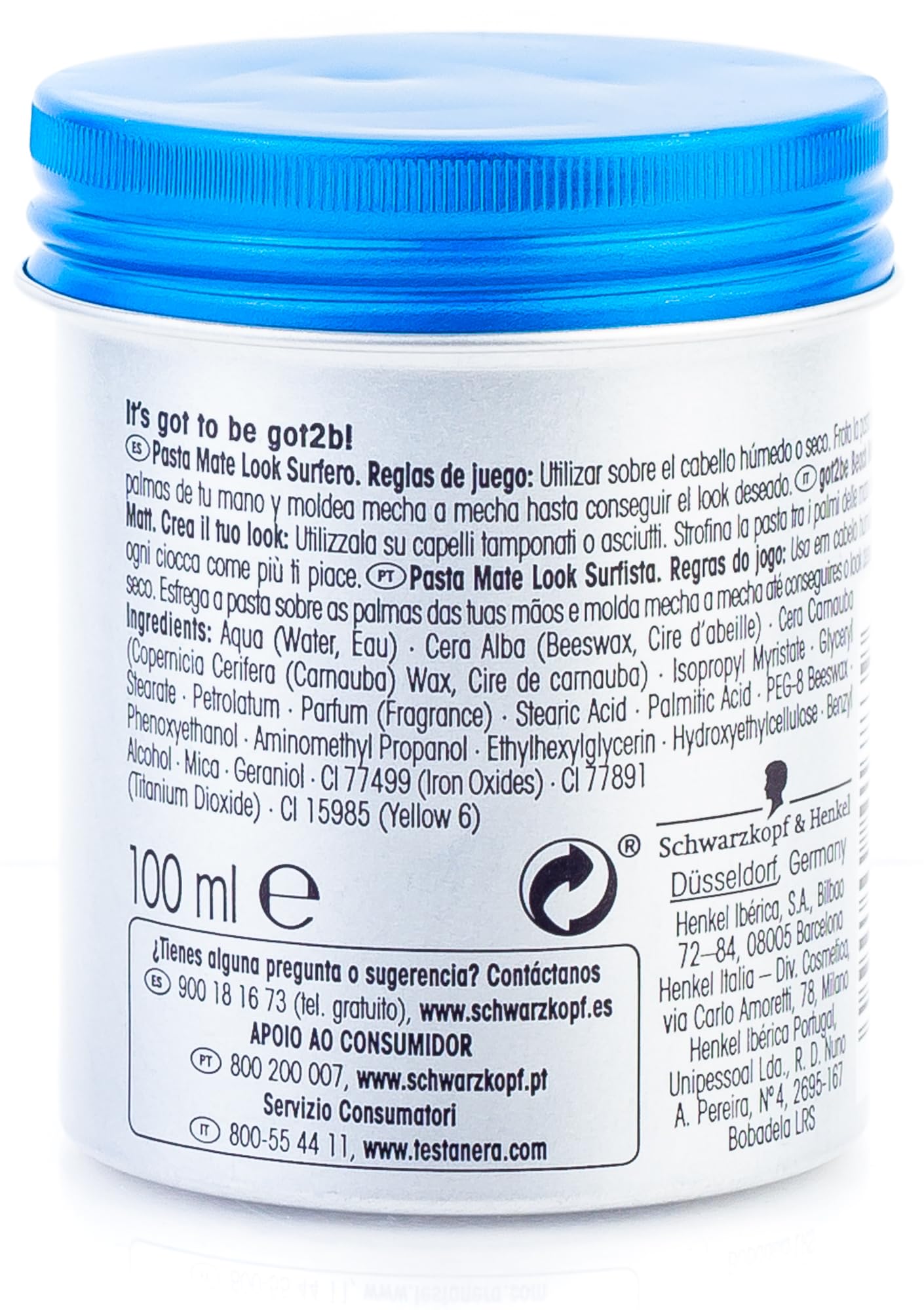 Schwarzkopf Got2b Beach Matt Surfer Look Matt Paste, Pack of 6