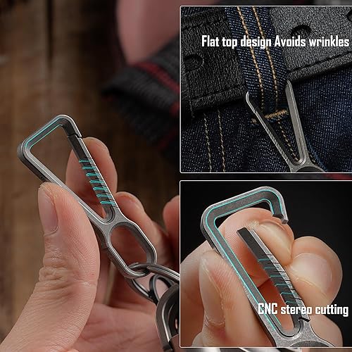 Miniatura 3 de KeyUnity KD01 Titanio Mosquetón Llavero Clip & KA09 Titanio Planos Llaveros Paquete