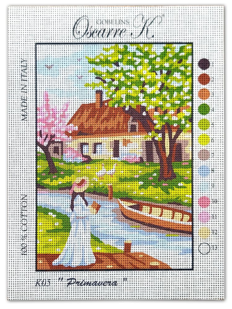Oscarre K. gobelins - Set 4 Kit Ricamo Mezzo Punto Croce Completi - Canovaccio Stampato 30 x 22 cm (Ricamo Finito 23 x 16 cm) 4 Stagioni ver.1