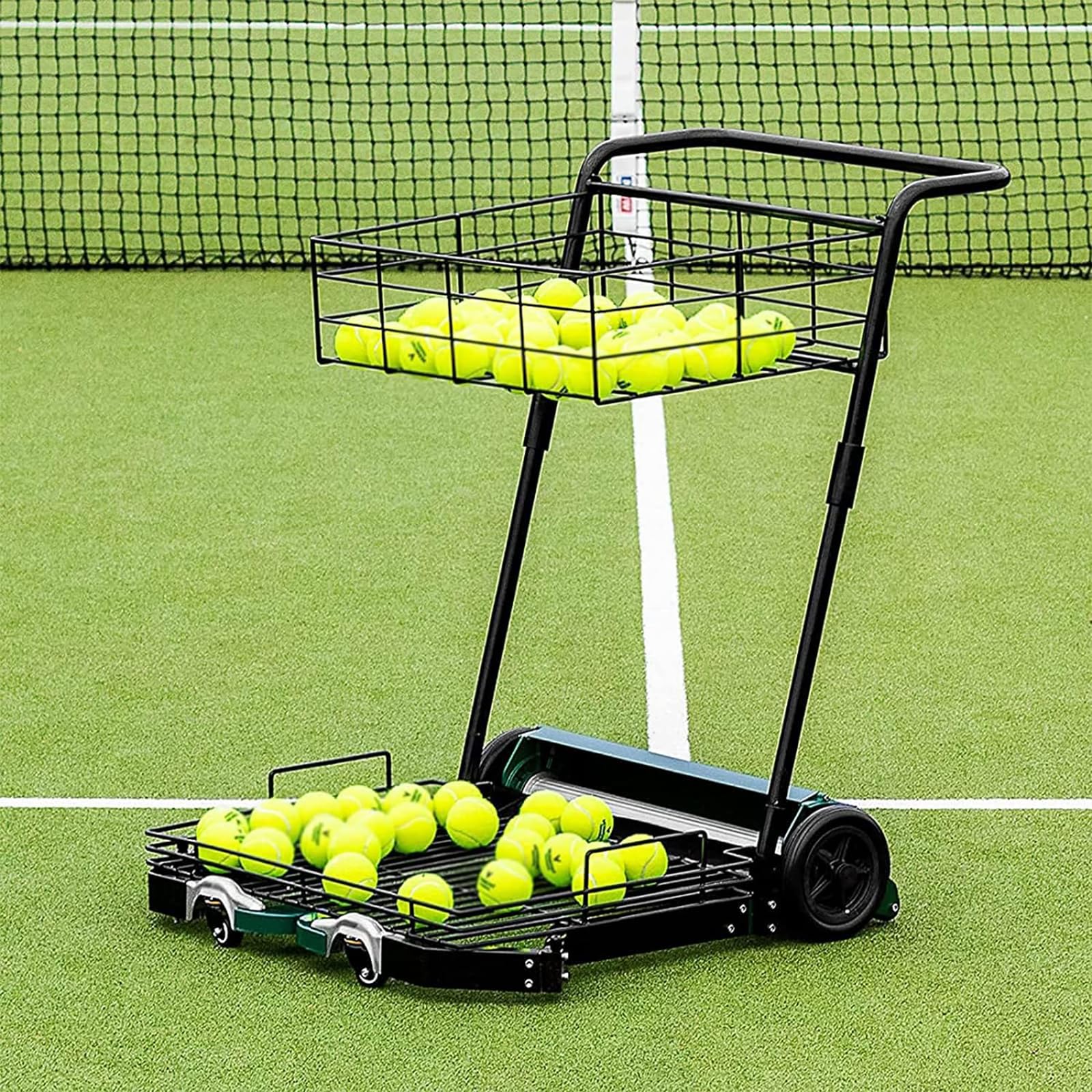 Raccoglitore di Palline da Tennis, Raccoglitore di Palline da Tennis con Raccolta Automatica, può Contenere Fino a 290 Palline da Tennis, Raccogli Facilmente La Palla E Libera Le Mani