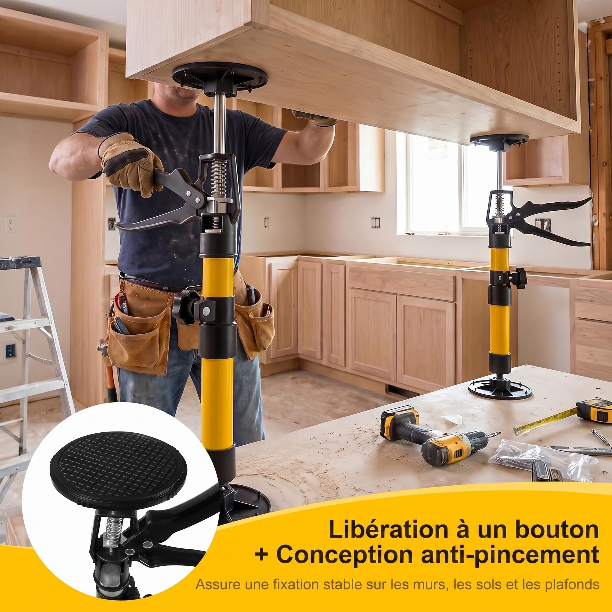 2 Pièces Etai Telescopique 30-59 cm, Support de Montage Polyvalent, Charge 30 kg pour Cadres de Porte et Meubles