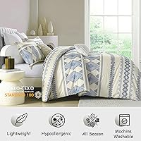 Vista 2 de Bedduvit Funda de edredón de algodón Queen - Funda de edredón bohemia Queen para todas las estaciones, funda de edredón de verano a rayas de 3