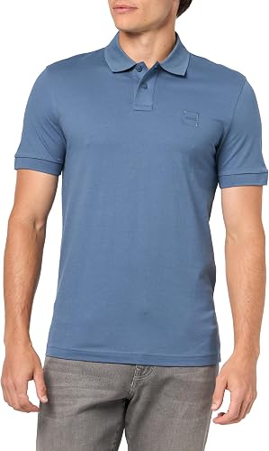 BOSS, Square Patch Logo Slim Fit Pique Polo Shirt, Bering sea, L