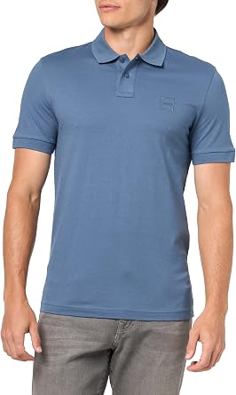 BOSS Men's Square Patch Logo Slim Fit Pique Polo Shirt