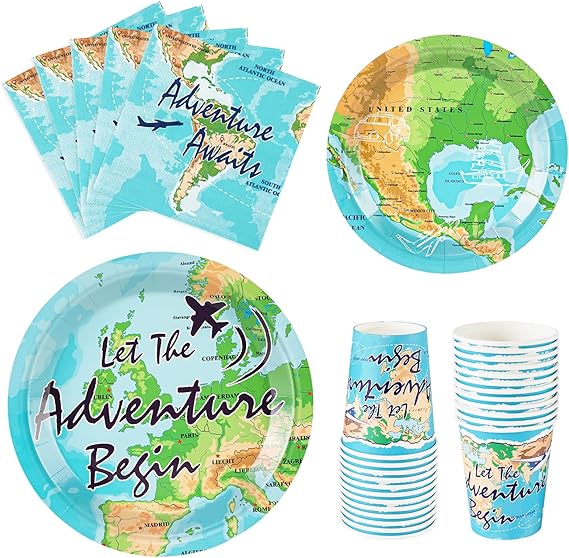 Bon Voyage Party Paper Plates Cup Napkins 96PCS