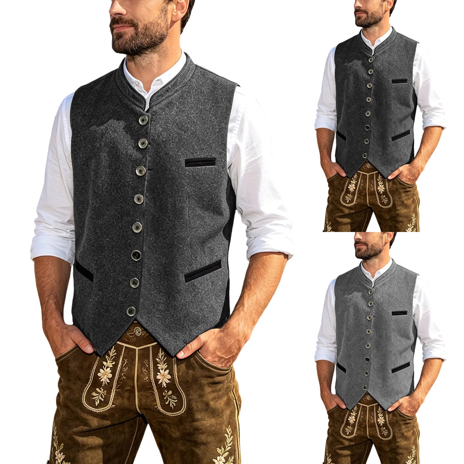 Mens Waistcoat V-Neck Double Breasted Formal Suit Vest — image 1