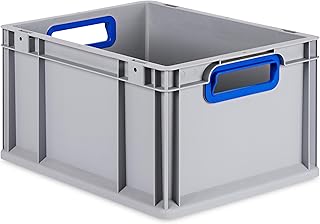 aidB Eurobox Color, Open Handles, 400 x 300 x 220 mm, Pack of 1, Blue