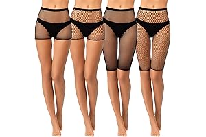 4 Pcs Fishnet Shorts, Mesh Shorts for Women, High Waisted Net Biker Shorts