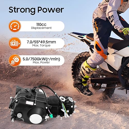 Miniatura 3 de Motor de motor semiautomático de 110 cc, kit de motor de motor de 7500 KW, piezas de motocicleta, embrague manual con dispositivo de encendido CDI,