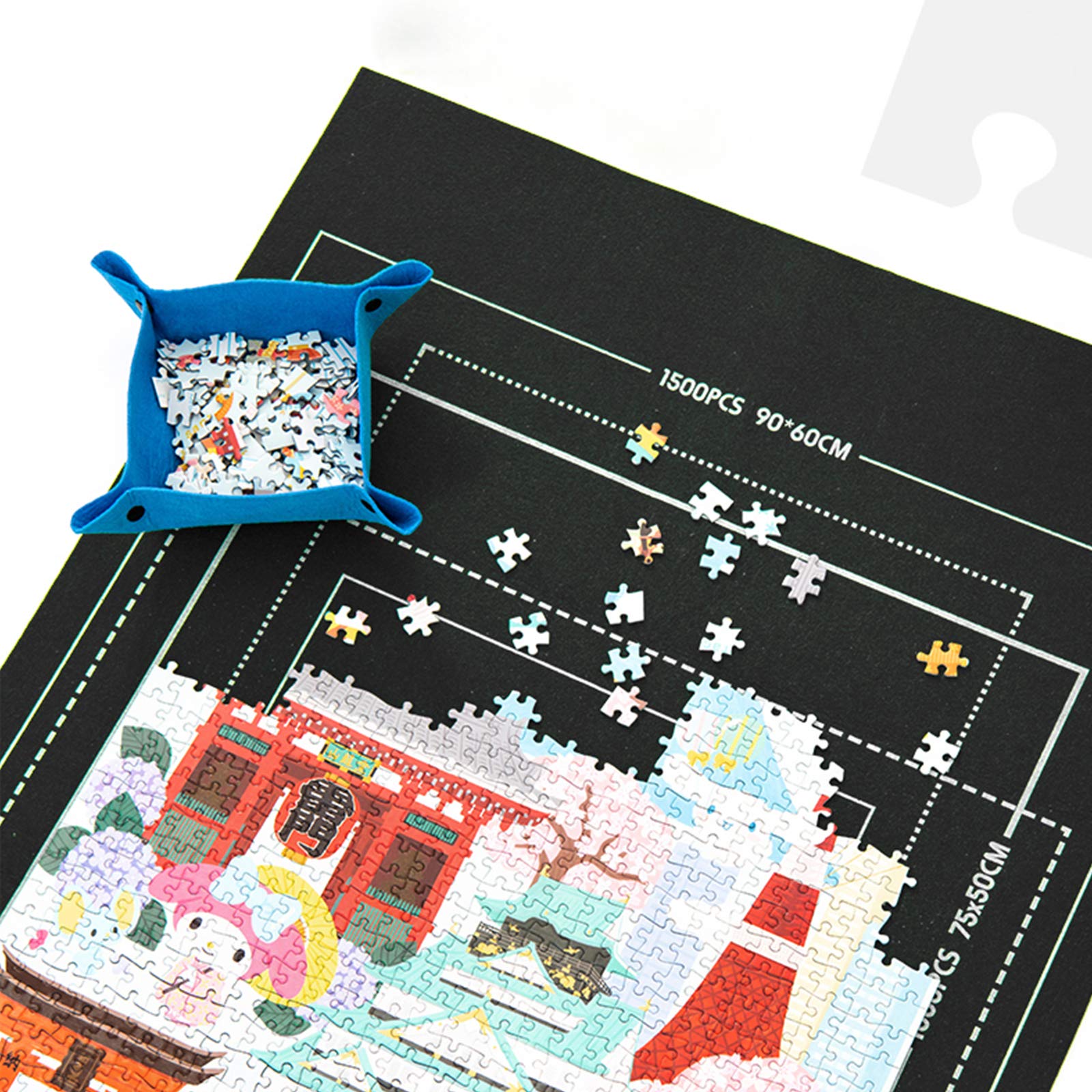 Celawork Mata do puzzli, na maks. 3000 elementów – Jigsaw Rolls, podkładka pod puzzle, mata rolowana – praktyczne akcesoria do przechowywania (czarna)