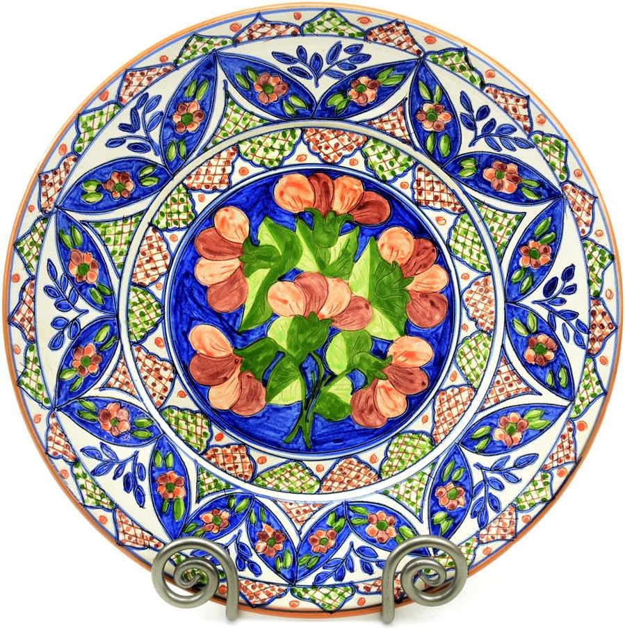 Ceramic Serving Platter, Mediterranean Blue and Red, Large