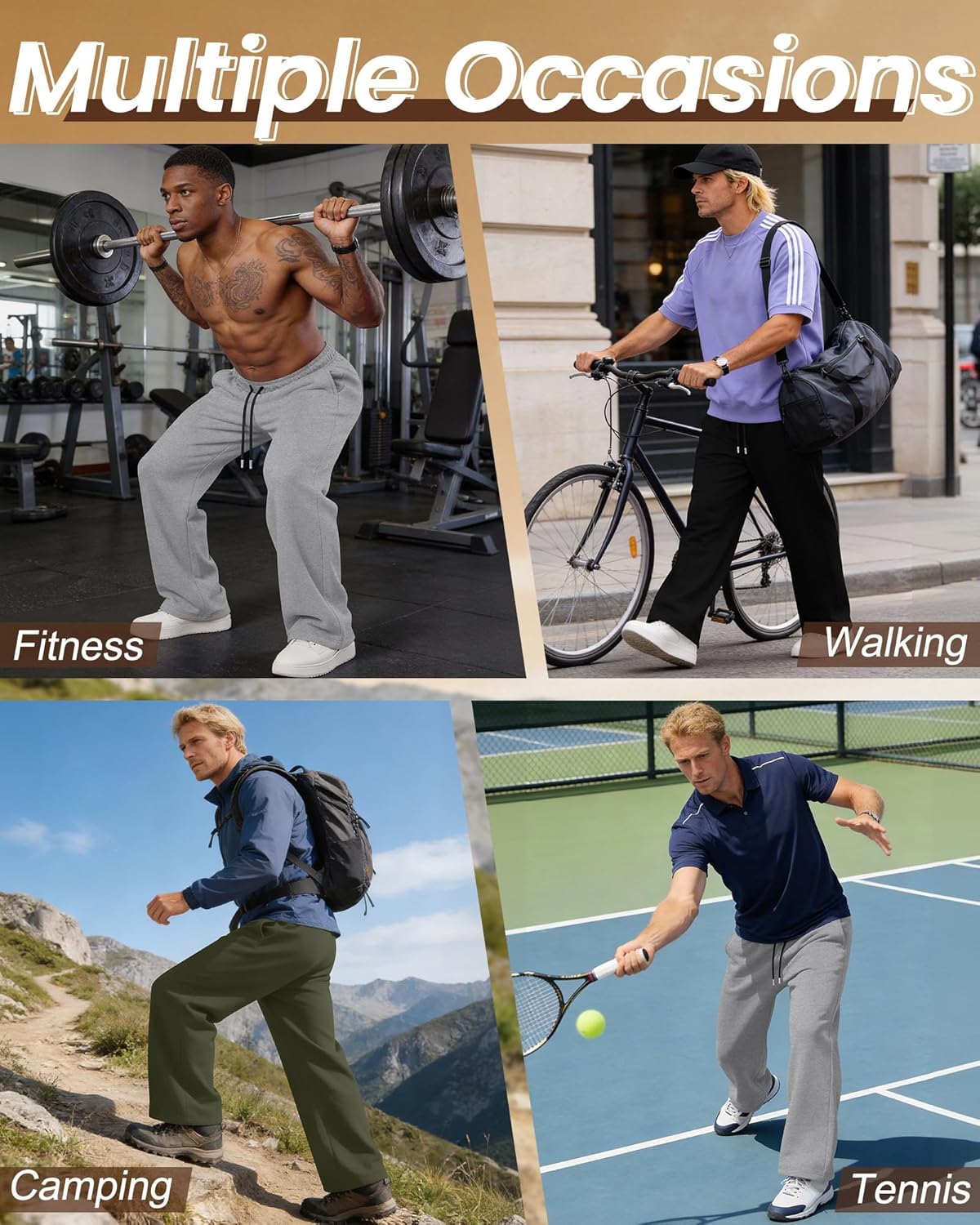 Neer 3 Pack Men's Sweatpants Lightweight Athletic Drawstring Open Bottom Pants Workout Running Lounge Pants with Pocket - Image 2