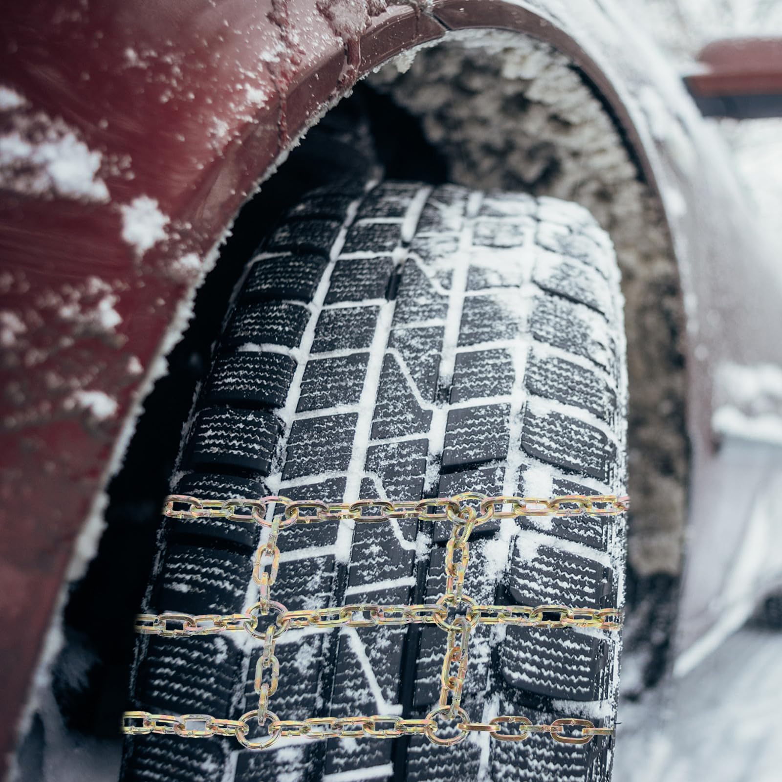 Abaodam Cadena Antideslizante para Nieve de Acero Diseño Equilibrado y Almohadilla Resistente para Neumáticos de Coche Suv en Invierno
