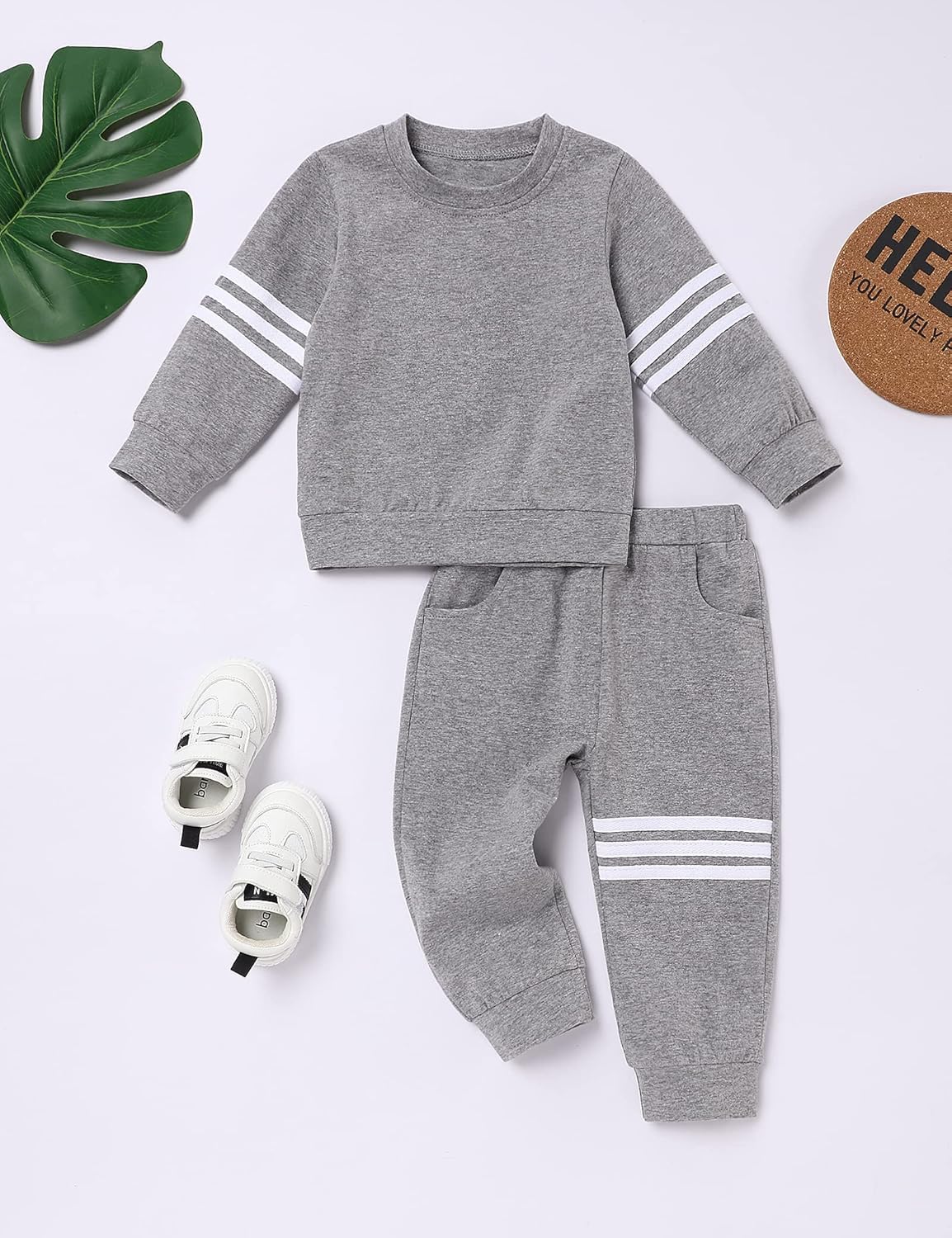 oklady Toddler Boy Clothes Stripe Long Sleeve T-Shirt Tops Sweatsuit Pants Sets Fall Winter Baby Boy Clothes - Image 2