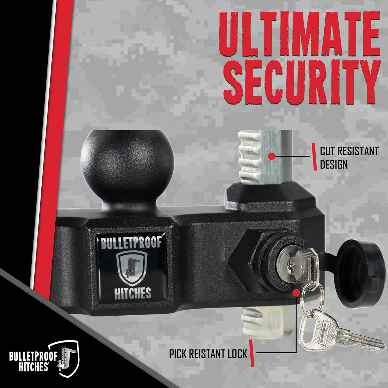 BulletProof Hitches - Extreme Duty Trailer Coupler Lock - Universal Trailer Lock with 1" Solid Steel Bar - Fits 1-7/8", 2" and 2-5/16" Couplers - Heat-Treated & Pick-Resistant