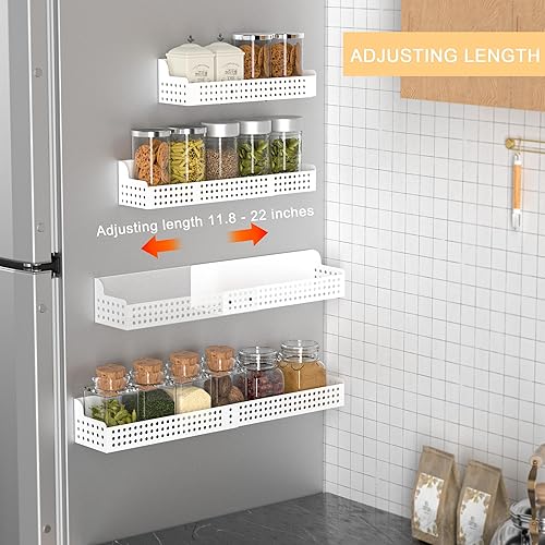 Miniatura 2 de Paquete de 2 estantes magnéticos para especias para organizador de refrigerador, estante magnético de metal expandible para horno de microondas,