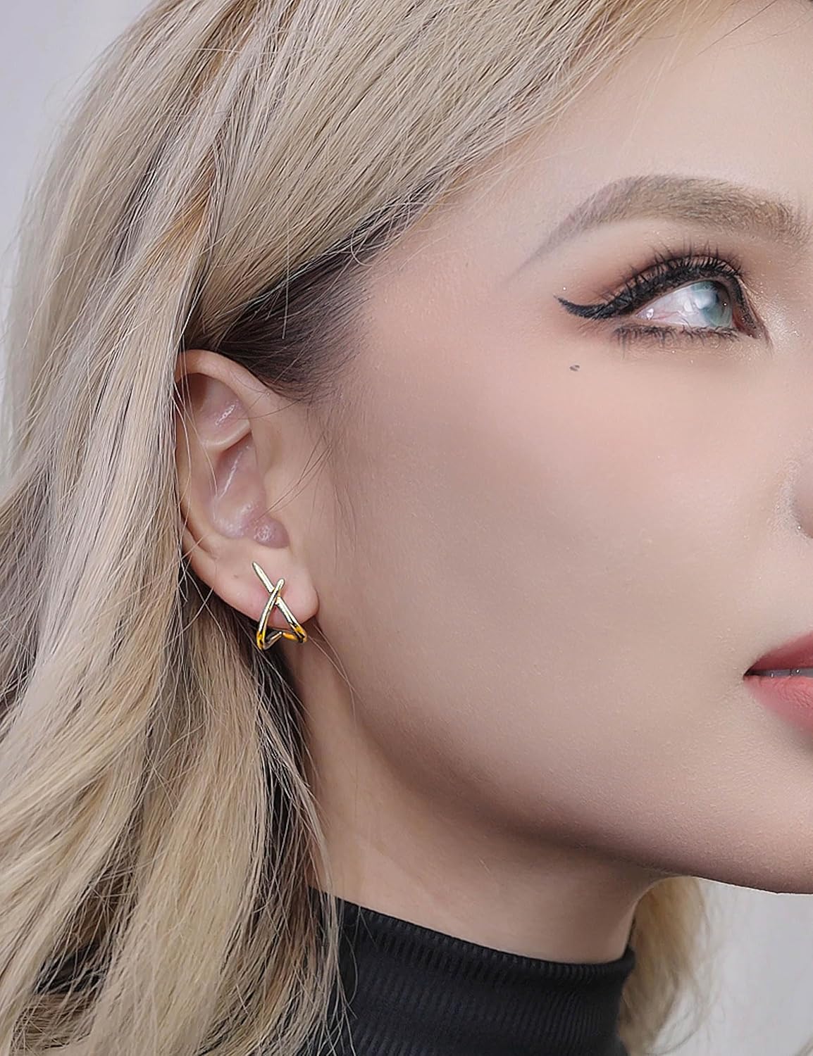 FAN&LOUIS Clip On Earrings Women,14K Gold Clip-On Stud Earrings Trendy Simple Minimalist Lightweight Non Pierced Earrings Stud for Women Gifts - Image 5