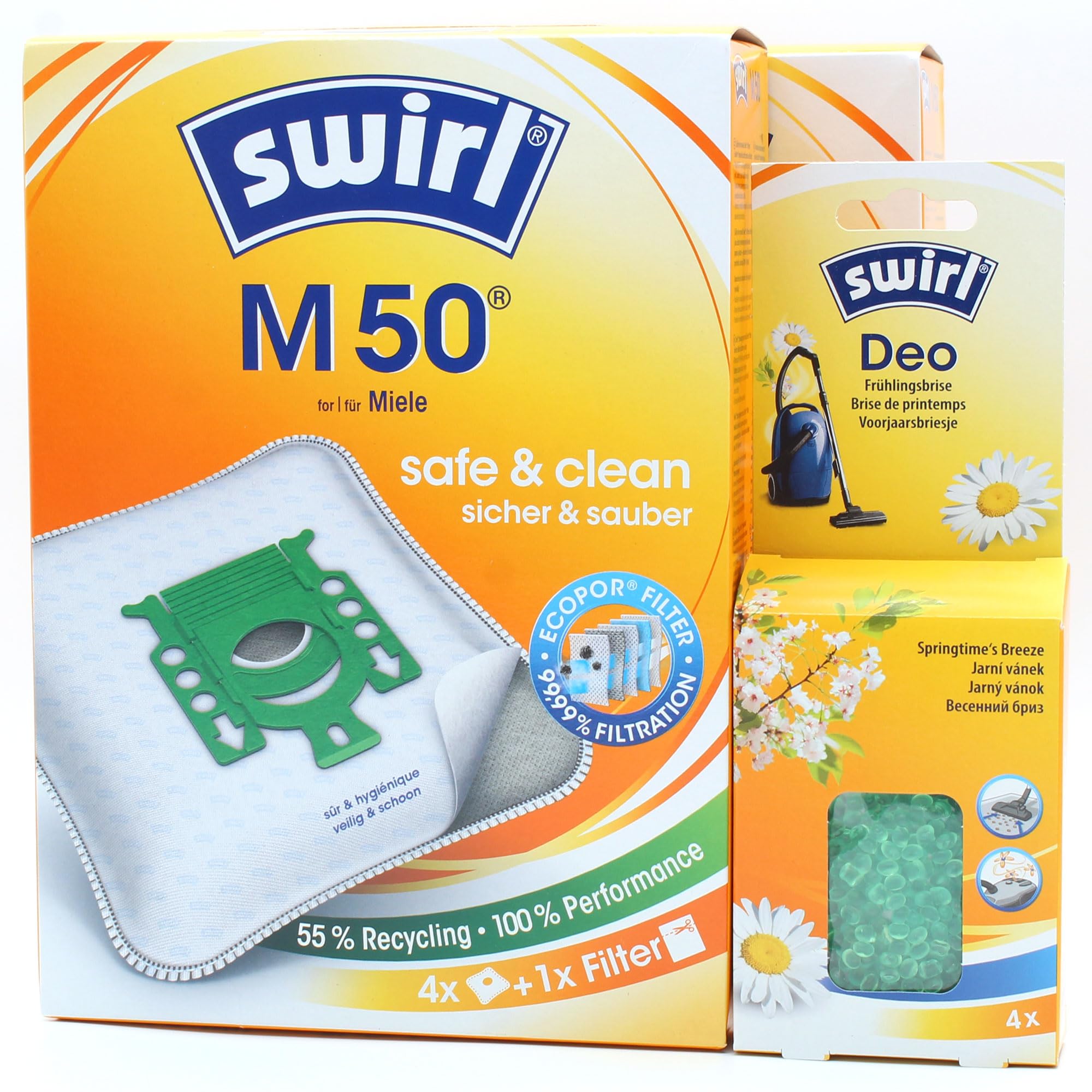 PakTrade 8 Staubsaugerbeutel + Deo-Perlen kompatibel mit Miele Compact C2 Allergy Ecoline, Compact C2 Ecoline | kompatibel mit Swirl M50 - M 50 | Beutel, Lufterfrischer, Zubehör, Ersatzteile