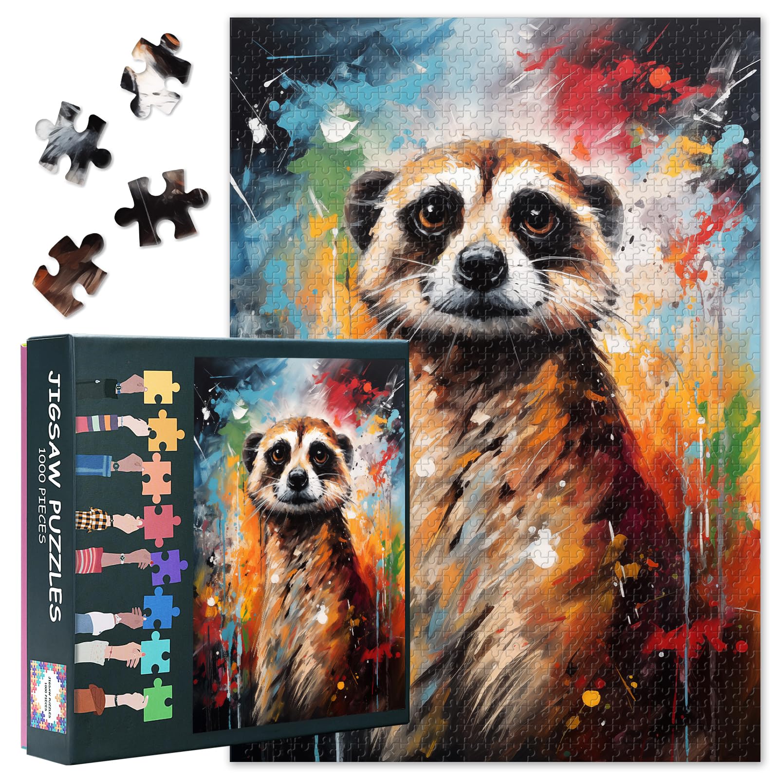 Puzzles for Adults 1000 Pieces Meerkat, Animal Jigsaw Puzzles, Adult Puzzle for Adults, Educational Fun Games or Toys for Elders Friends 20X27 INCH