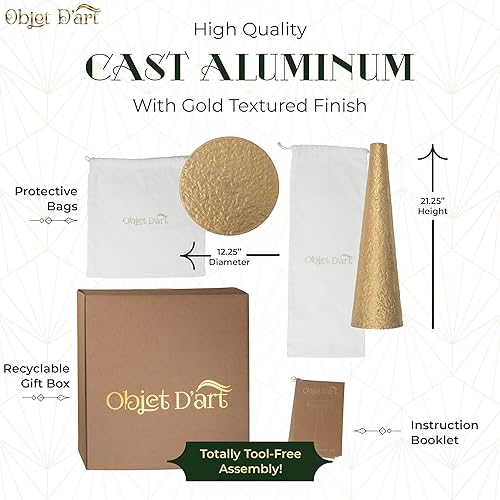 Miniatura 5 de OBJET D'ART Mesas auxiliares pequeñas redondas doradas, juego de 2, Esther, 21 pulgadas de altura, acento de metal vintage, laterales, pedestal,