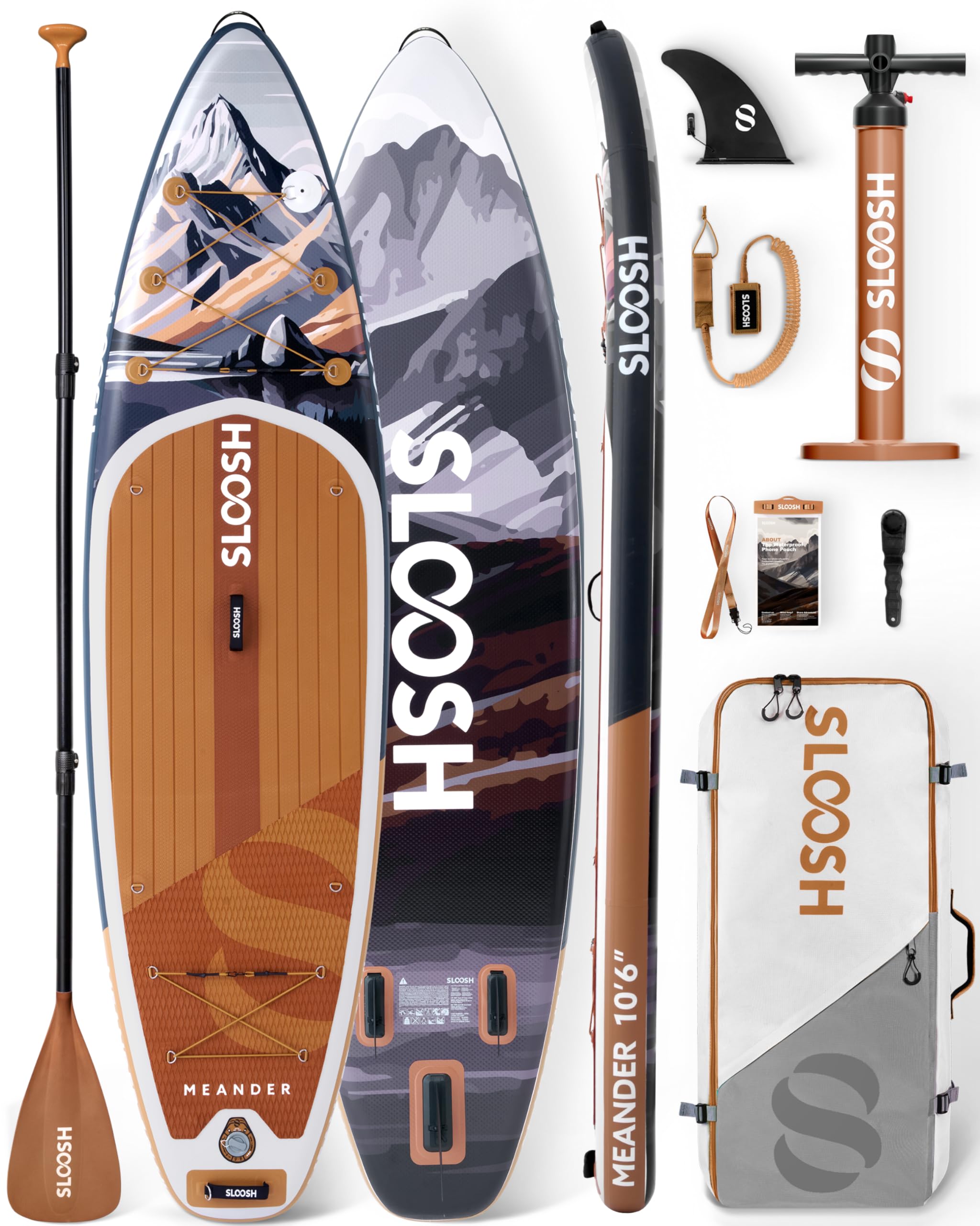 Photo 1 of SLOOSH Inflatable Stand Up Paddle Board, 10'6" Inflatable Paddle Boards with Premium Accessories, Non-Slip EVA Deck, Ultra-Light Carry Bag, Meander SUP for Youth & Adults, Alpine Dusk