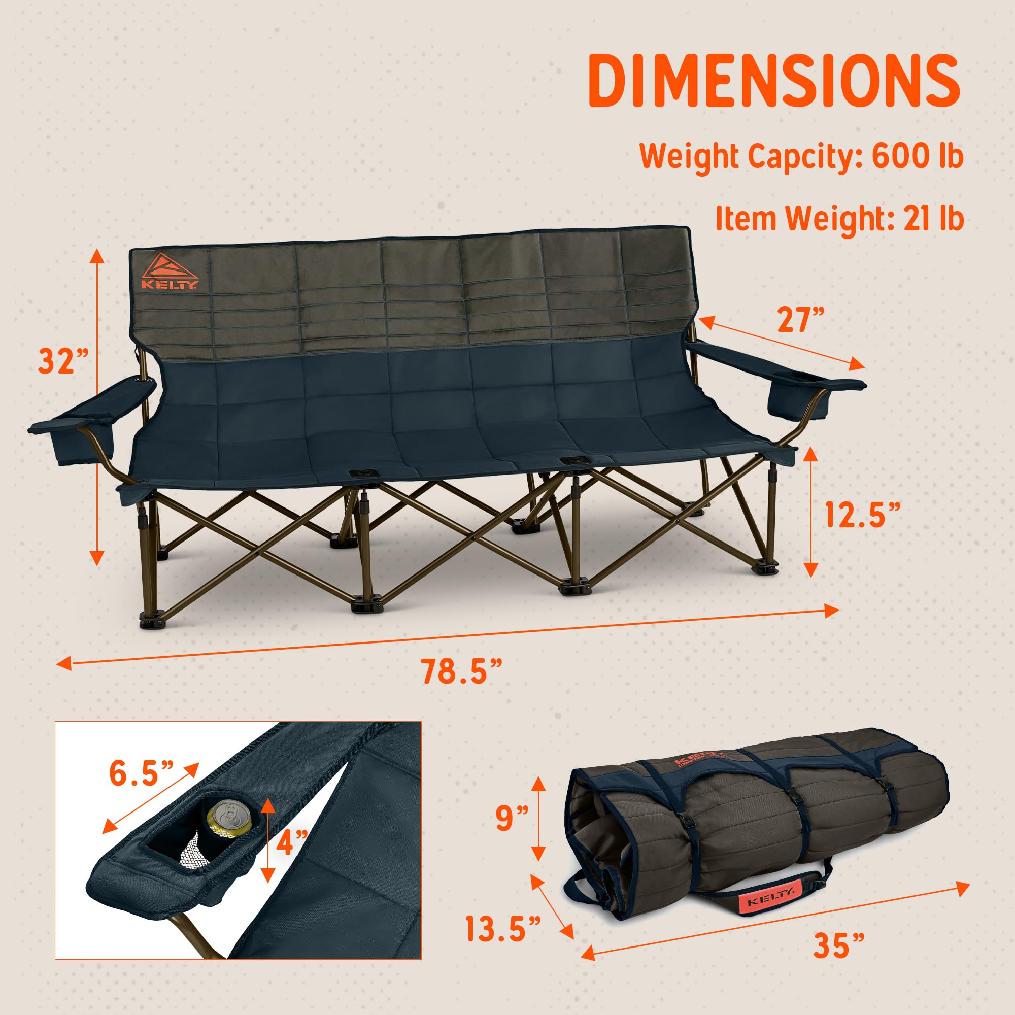 Amazon.com : Kelty Lowdown Couch - 3 Person Capacity Camping Chair