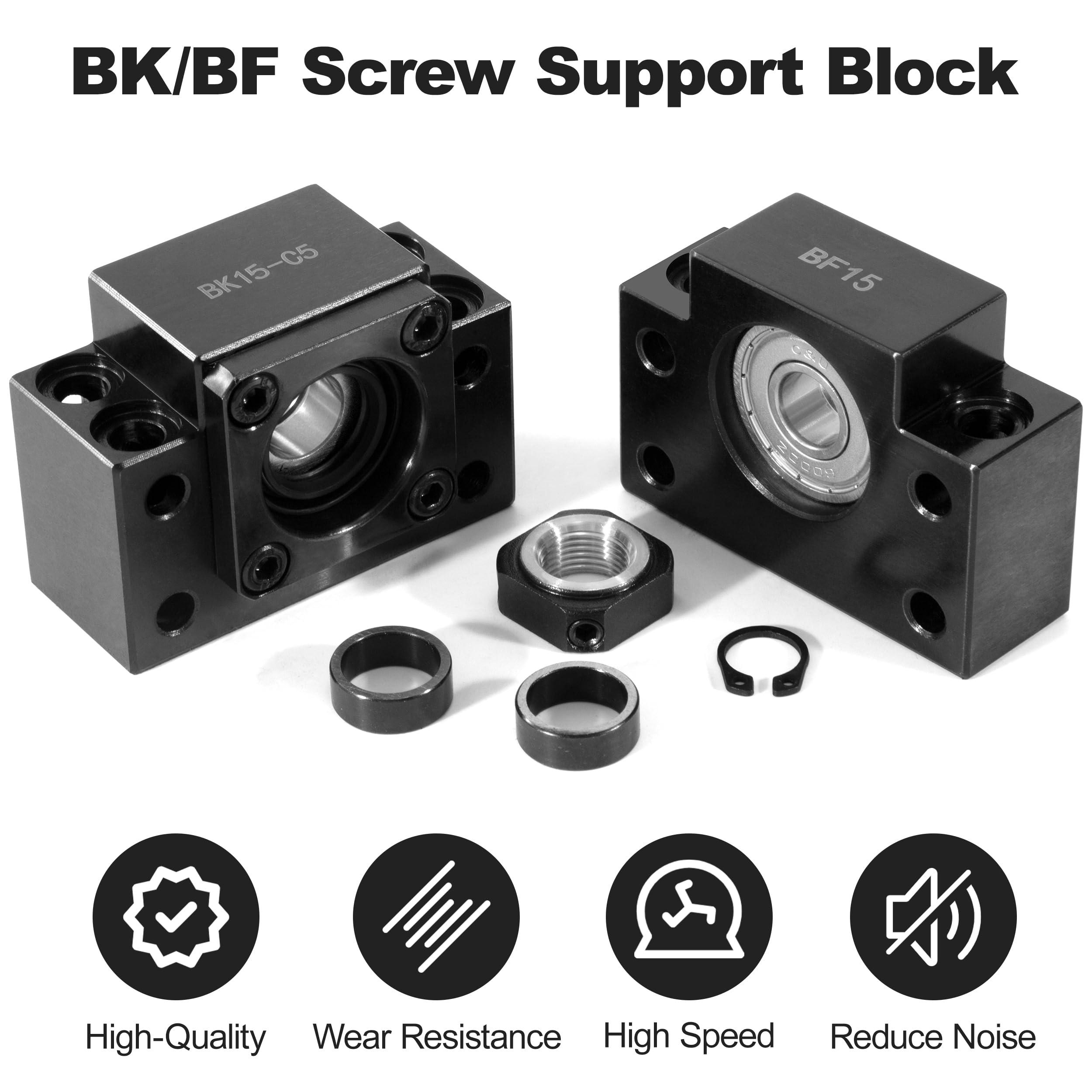 1 set BK15/BF15 Supporti Per Viti A Ricircolo Di Sfere con dado a vite a sfera in metallo per macchina CNC